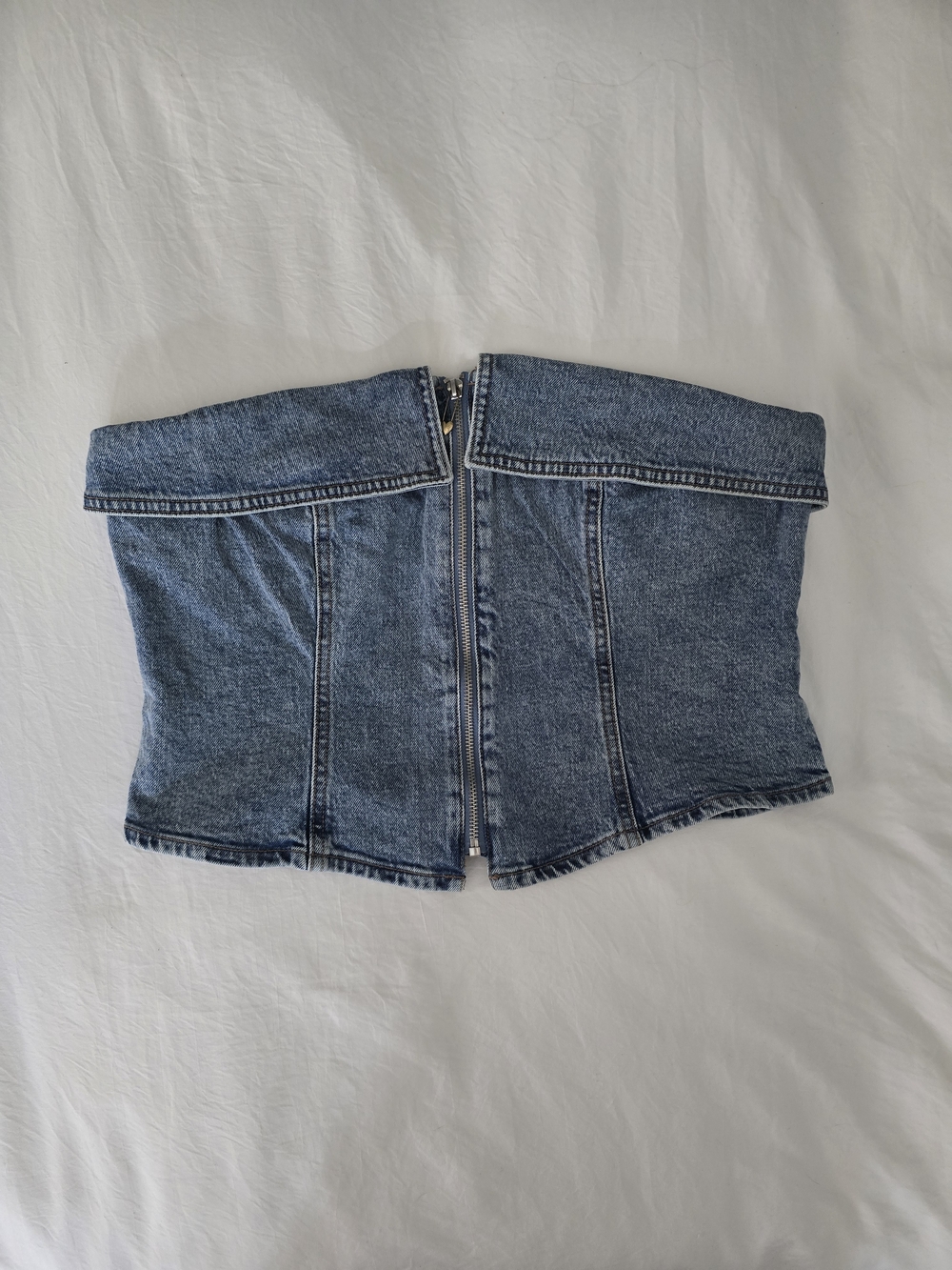 Strapless Denim Corset Top - Blue